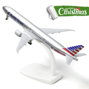 QIYUMOKE Boeing 777 AA Airlines 1/300 Diecast Metal Airplane Model 777 Airplane Model for Adult with Stand (8.3 inches Long) Aviation Enthusiasts Gifts, Desktop Display Decorations