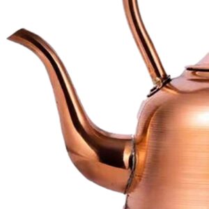 Fenteer Elegant Copper Tea Kettle with Ergonomic Handle, Pure Copper Teapot for Water Tea Coffee Fast Boiling, Large capacity Tea Kettle for Home Office Outdoor Gas and Induction Stovetop, 2L