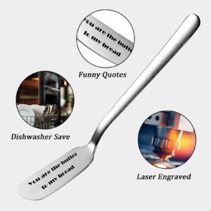 Odoor Fan You Are The Butter To My Bread Funny Butter Knife, Personalized Engraved Peanut Butter Spreader Cheese Knives, Novelty Anniversary Christmas Gifts for Sandwich Bread Toast Butter Lover