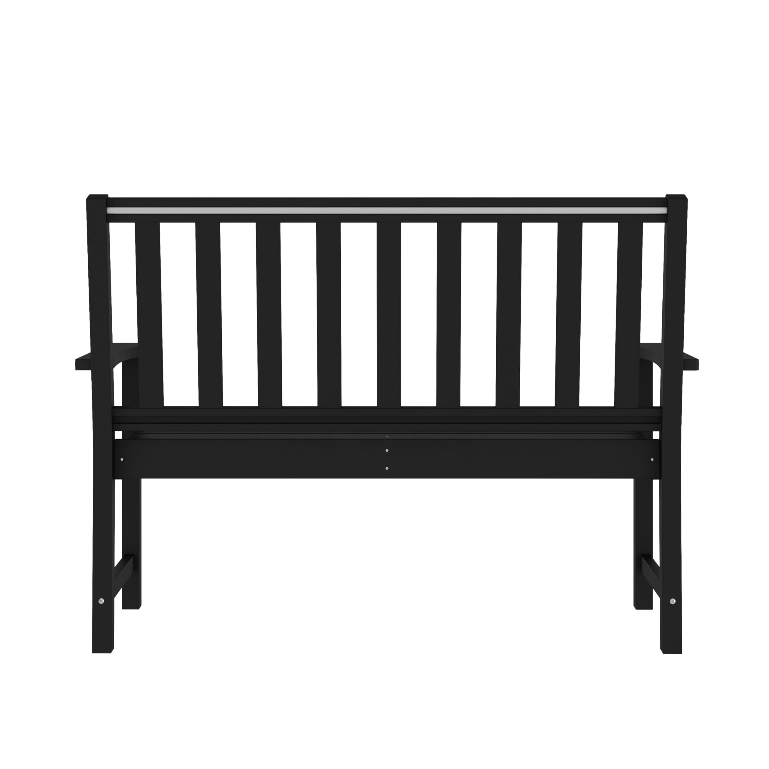 Flash Furniture Ellsworth Indoor-Outdoor Bench with Arms, Commercial Grade All Weather Recycled HDPE, Contoured Seat, UV Fade Resistant, 50", Black