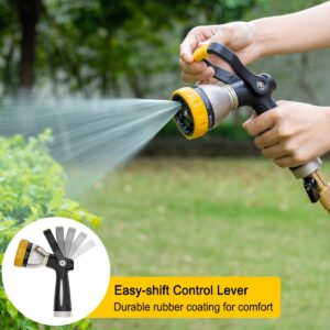 FANHAO Heavy Duty Fireman's Hose Nozzle, Metal Water Nozzle with 8 Spray Patterns，High Pressure Garden Hose Sprayer with Lever Control and Non-Slip Grip to Water Plants & Lawns, Wash Cars & Clean