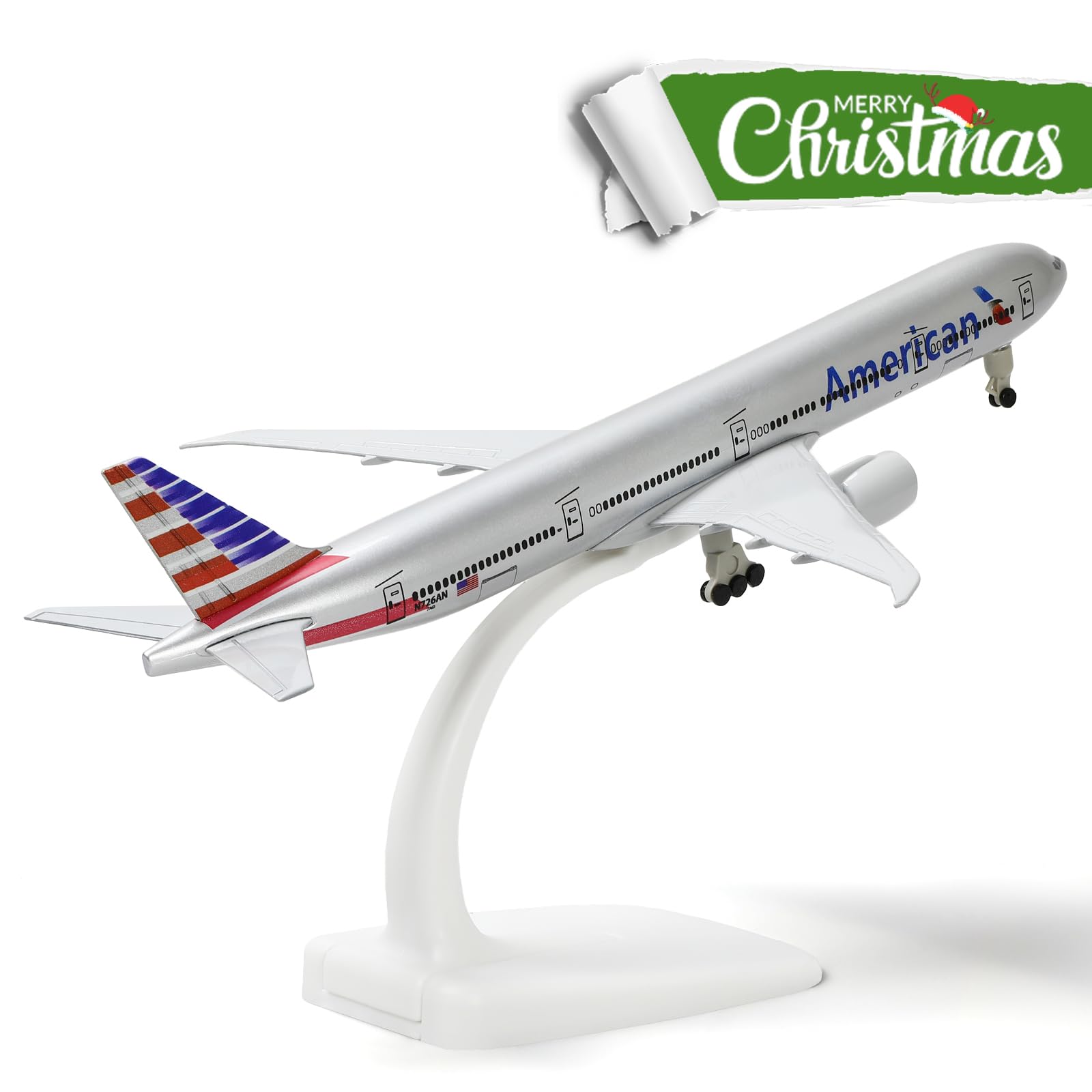 QIYUMOKE Boeing 777 AA Airlines 1/300 Diecast Metal Airplane Model 777 Airplane Model for Adult with Stand (8.3 inches Long) Aviation Enthusiasts Gifts, Desktop Display Decorations