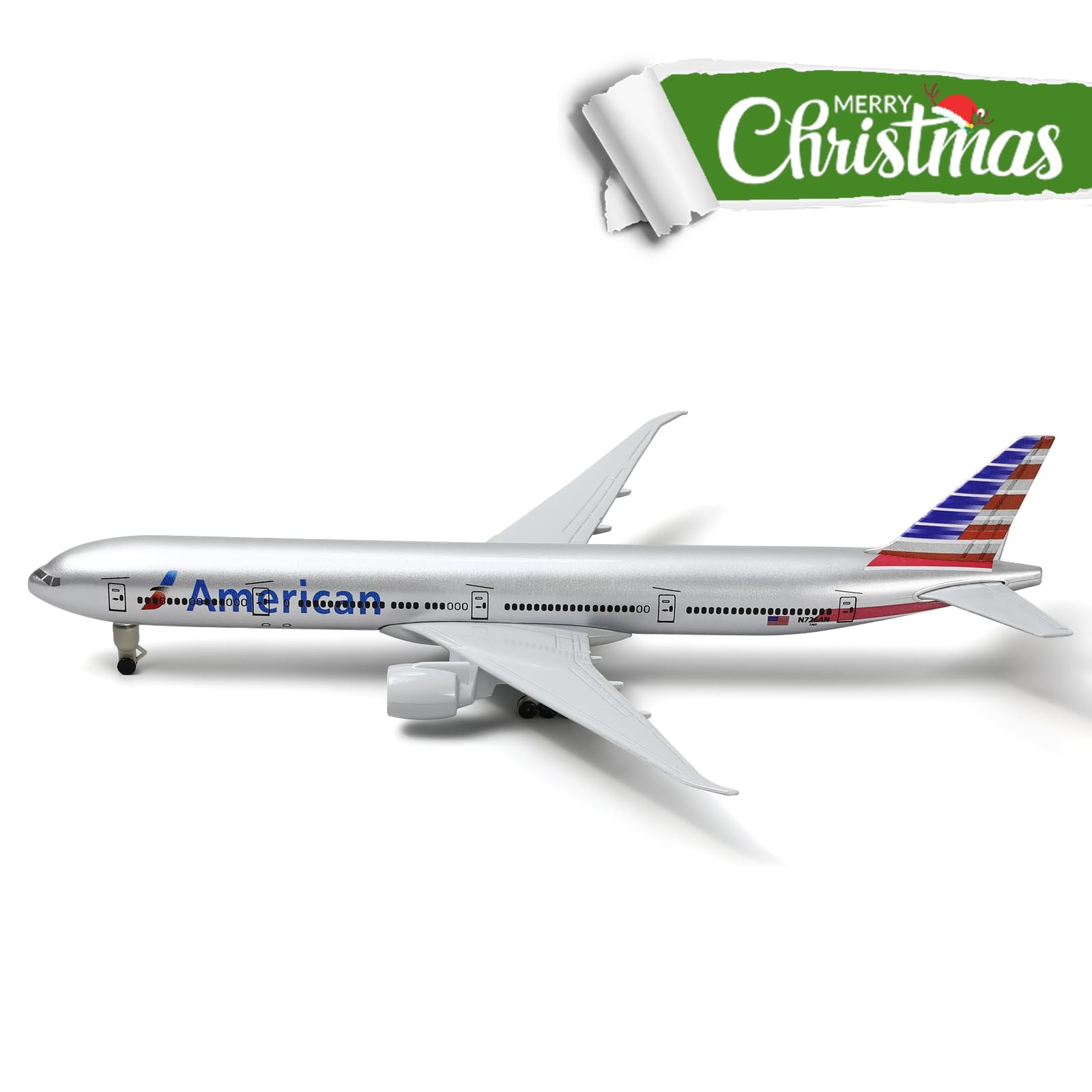 QIYUMOKE Boeing 777 AA Airlines 1/300 Diecast Metal Airplane Model 777 Airplane Model for Adult with Stand (8.3 inches Long) Aviation Enthusiasts Gifts, Desktop Display Decorations