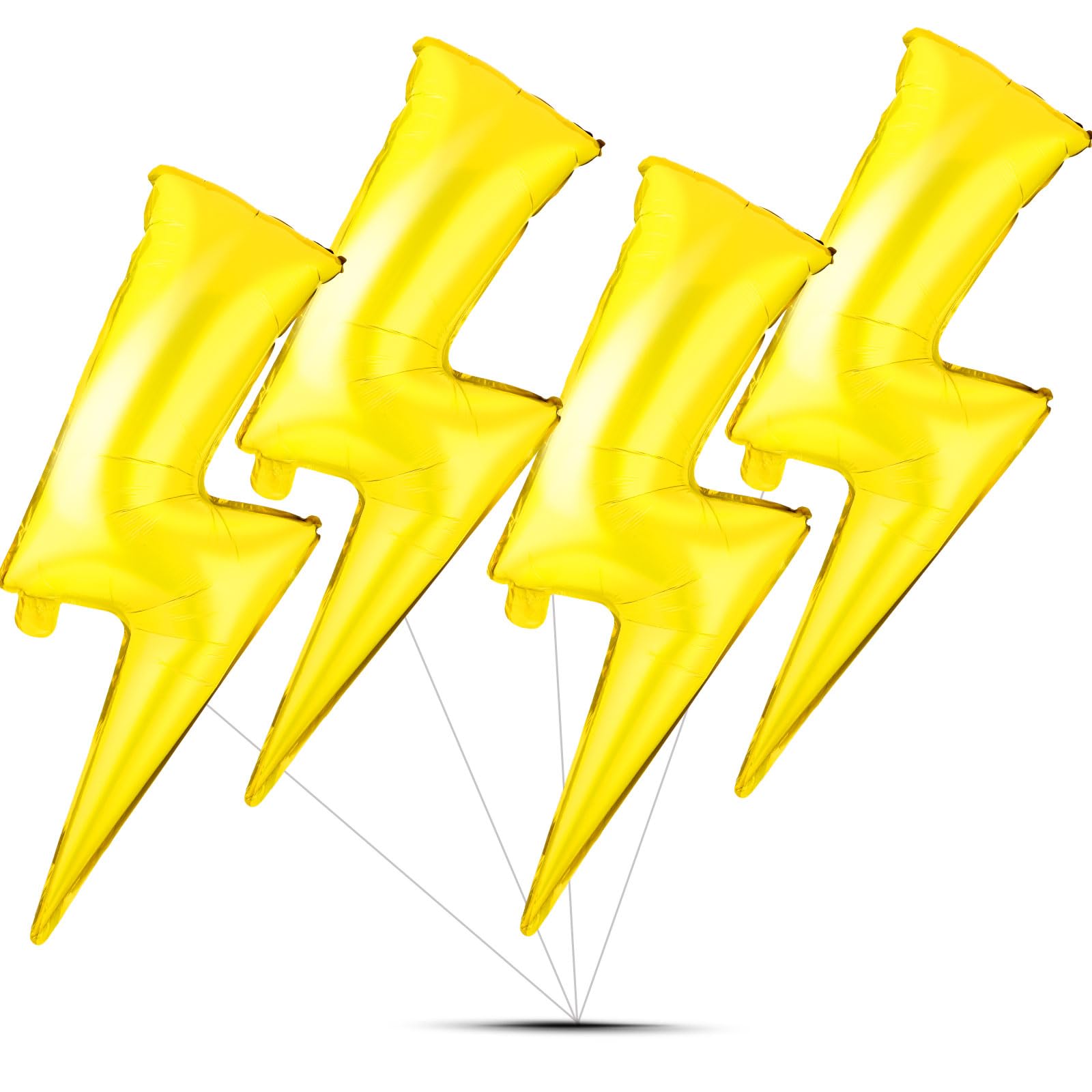 4PCS Lightning Bolt Balloon 34inch Yellow Lightning Bolt Foil Party Balloons Large Flash Balloons Foil Lightning Bolt Shape Balloons For Birthday Party Wedding Baby Shower Boys Decoration Supplies