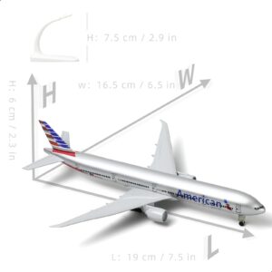 QIYUMOKE Boeing 777 AA Airlines 1/300 Diecast Metal Airplane Model 777 Airplane Model for Adult with Stand (8.3 inches Long) Aviation Enthusiasts Gifts, Desktop Display Decorations