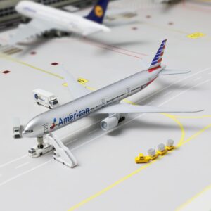 QIYUMOKE Boeing 777 AA Airlines 1/300 Diecast Metal Airplane Model 777 Airplane Model for Adult with Stand (8.3 inches Long) Aviation Enthusiasts Gifts, Desktop Display Decorations