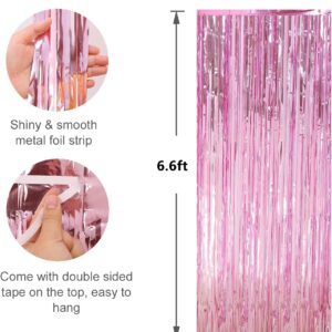 Come on, Let's Go Party Banner with Fringe Curtains, Pink Bachelorette Party Decorations, Pink Themed Bachelorette Backdrop Disco Party Decorations Pink Glitter (Metallic Pink)