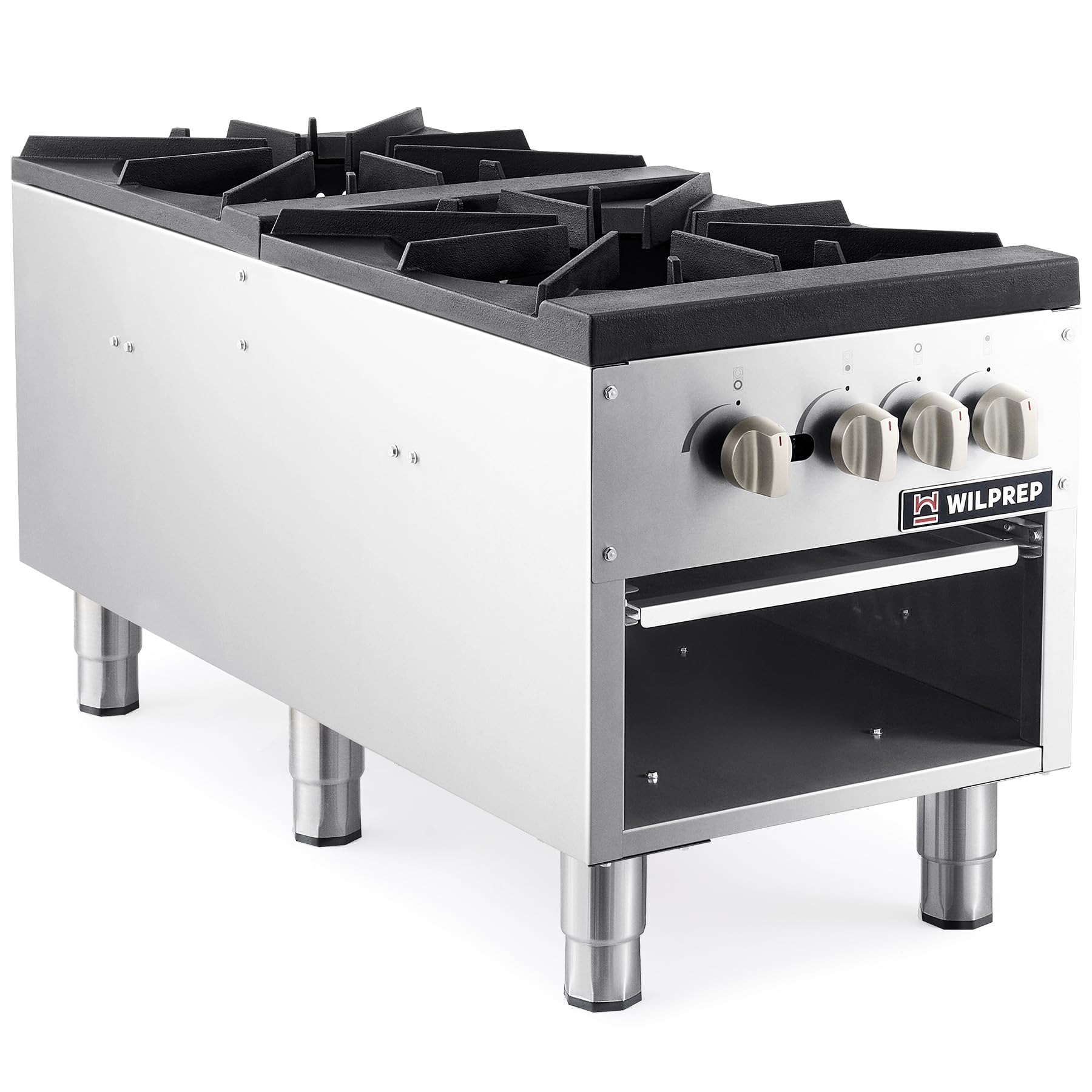 WILPREP Commercial Gas Range, 2 Burner Gas Stove with Total 160,000 BTU, 53" Natural Gas Range with Propane Conversion Kit Grates, Stainless Steel Gas Range Stove for Restaurant Kitchen