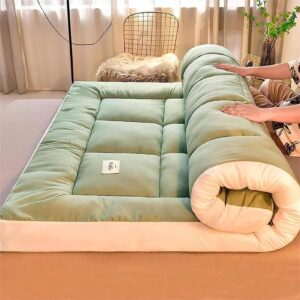 luivzd memory foam mattress japanese floor mattress extra thick foldable floor mattress, futon bed roll up mat for comfortable sleeping - space-saving and portable mat (color : green, size : twin)