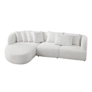 KEVINSPACE 116.14" Modern Sofa Couch Curved Sofa Cloud Couch Sectional Sofa Corner Sofa for Living Room Mid-Century Comfy 5-Seater Sofa Deap Seat Sectional Sofá with 7 Pillows Beige Left Hand Facing