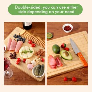 Bamboo Cheese Boards Cutting Boards, HALE OTEIR Double Sided Steak Serving Board Cheese Board & Cutting Board with 2 Bowls, Charcuterie Board for Kitchen Counter Meat - Housewarming Gift