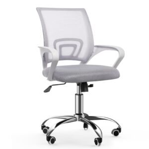 nazhura mesh office desk chair with adjustable height and swivel, mid-back with armrests and lumber support(mid-height, grey)