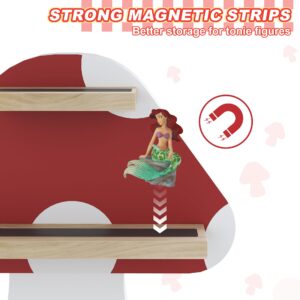 YEMNMFH Set of 3 Magnetic Wall Shelf for Toniebox, Charging Station Storage, Cute Display Shelves Wall Mounted for Tonie Figures, Unique Tonie Shelf for Children to Play and Collect - Mushroom