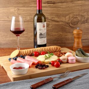 Bamboo Cheese Boards Cutting Boards, HALE OTEIR Double Sided Steak Serving Board Cheese Board & Cutting Board with 2 Bowls, Charcuterie Board for Kitchen Counter Meat - Housewarming Gift