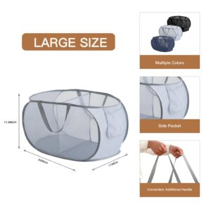 Cosmoharbor Cosmoharbor 3 Pack Laundry Hamper - Pop up Laundry Baskets Mesh Bulk Pop Up Hamper 2 Compartments Foldable Hamper Clothes Hamper Laundry Hamper with Handles