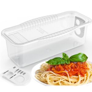 potahouse® microwave pasta cooker with strainer lid, quick cooking in 10-15 min spaghetti cooker microwave steamer for dorm kitchen offices college essentials, clear