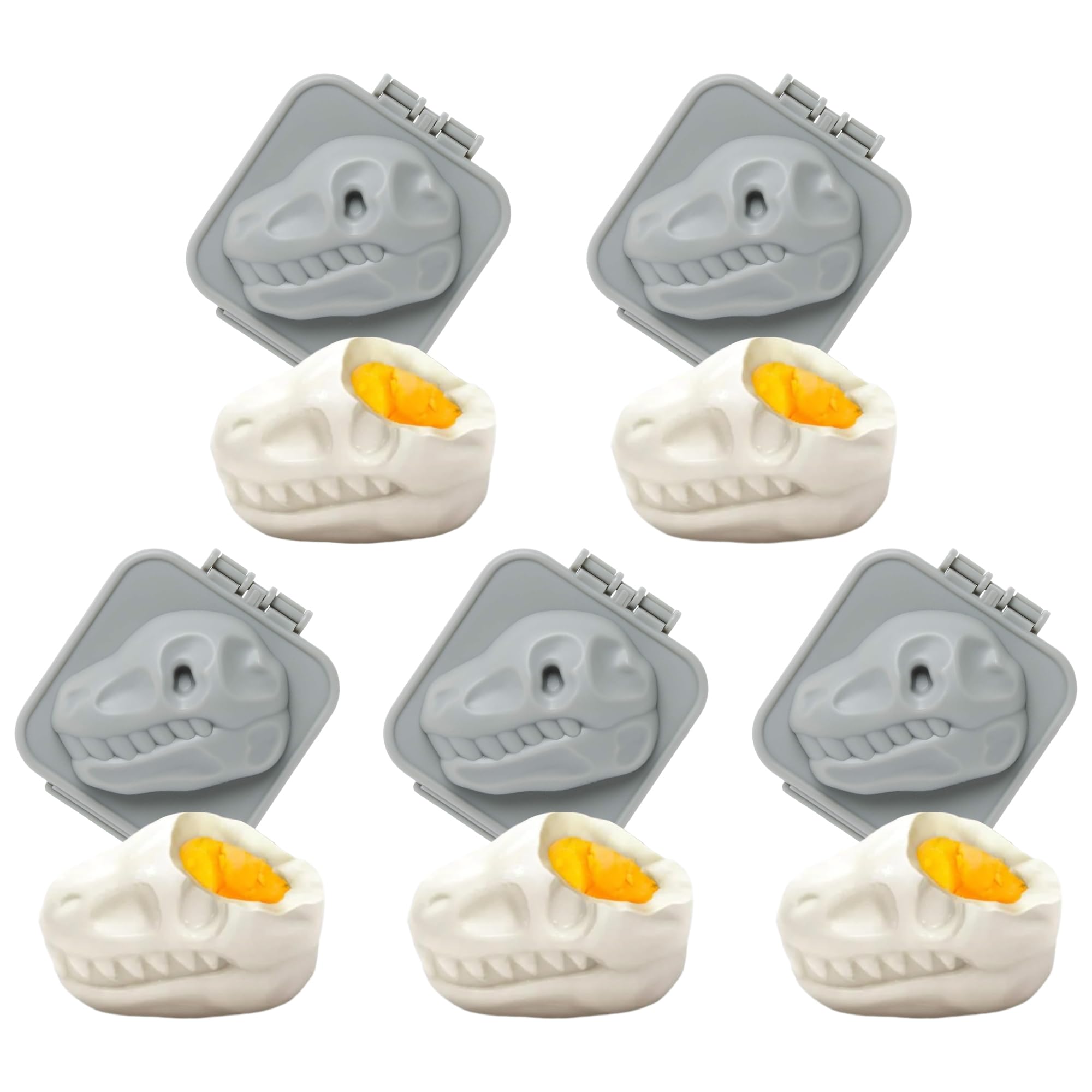 Dinosaur Skull Egg Mold Hard Boiled:Creative Funny Dinosaur Fossil Shaped Egg Press,Boiled Egg Mold Egg Former Dinosaur Cartoon Egg (5pcs)