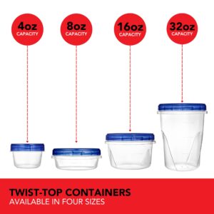 Stock Your Home 32oz Plastic Containers with Twist Top Lids (12 Pack), Quart Freezer Containers with Lids for Leftover Food, Airtight Reusable Soup Containers with Lids, Microwave and Dishwasher Safe