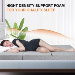 Planet Sleepings Queen Mattress 3 Inch Tri-fold Gel Foam Mattress, Adjustable Softness Relief Back Pain Breathable and Washable Cover, CertiPUR-US