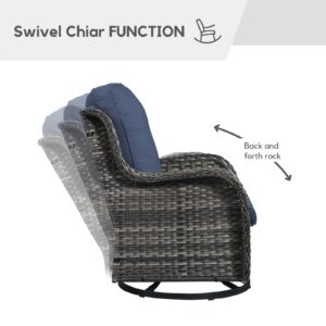 Wicker Patio Furniture Set- 4 Pieces Swivel Patio Chairs,PE Rattan Outdoor Rocking Chairs Porch Furniture for Garden Deck