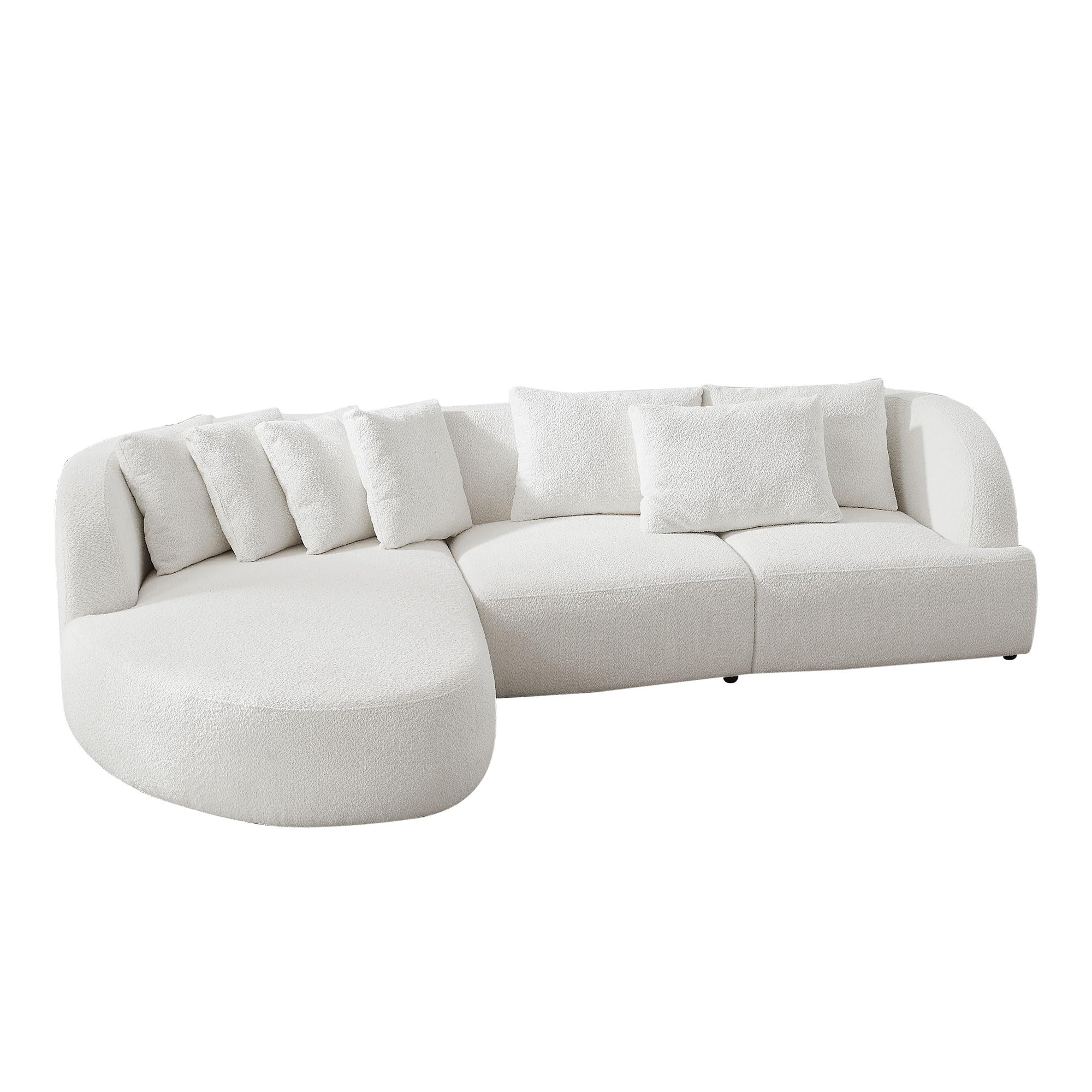 KEVINSPACE 116.14" Modern Sofa Couch Curved Sofa Cloud Couch Sectional Sofa Corner Sofa for Living Room Mid-Century Comfy 5-Seater Sofa Deap Seat Sectional Sofá with 7 Pillows Beige Left Hand Facing