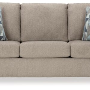 Signature Design by Ashley Deltona Contemporary 2-in-1 Sofa Sleeper with Folding Gel Memory Foam Mattress and 2 Accent Pillows, Queen, Beige