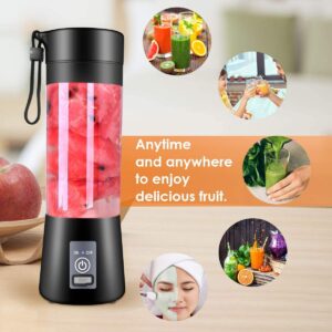 Portable Blender, Personal Blender USB Rechargeable, Mini Blender for Shakes and Smoothies, Strong Cutting Power with 6 Blades, 380Ml Traveling Fruit Veggie Juicer Cup for Home,Sport,Office,Camping