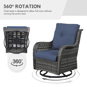 Wicker Patio Furniture Set- 4 Pieces Swivel Patio Chairs,PE Rattan Outdoor Rocking Chairs Porch Furniture for Garden Deck