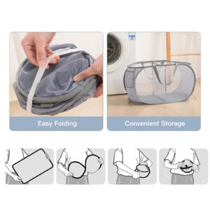 Cosmoharbor Cosmoharbor 3 Pack Laundry Hamper - Pop up Laundry Baskets Mesh Bulk Pop Up Hamper 2 Compartments Foldable Hamper Clothes Hamper Laundry Hamper with Handles