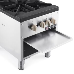 WILPREP Commercial Gas Range, 2 Burner Gas Stove with Total 160,000 BTU, 53" Natural Gas Range with Propane Conversion Kit Grates, Stainless Steel Gas Range Stove for Restaurant Kitchen