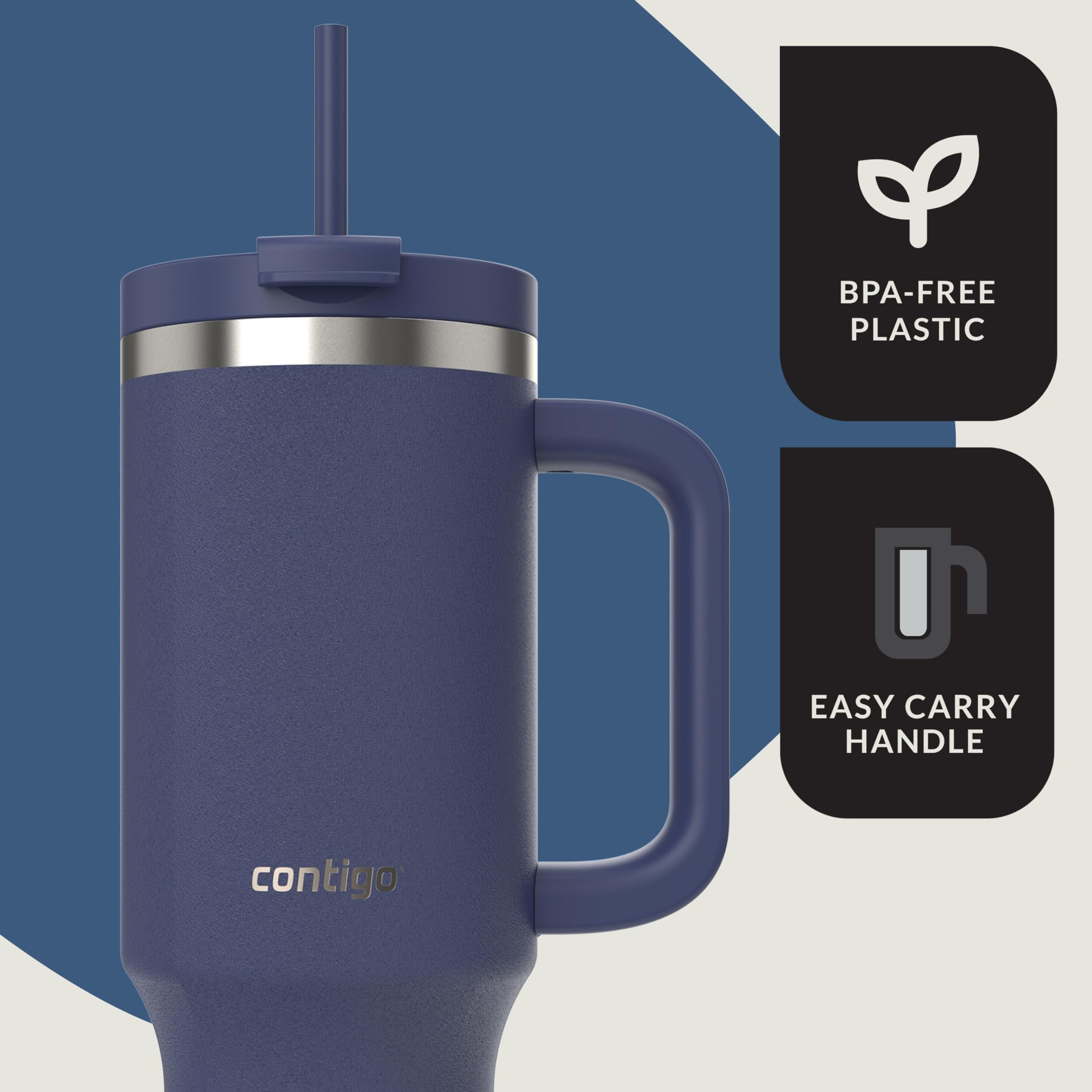 Contigo Streeterville 40oz Tumbler, Stainless Steel Vacuum Insulated, Leak-Proof, Cold for 29 Hours, Indigo