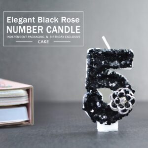 MACTANO Numbers Candles, Birthday Cake Candle Black Sparkle Glitter for Wedding Party Decoration (Number 1)