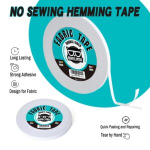 Breliter Double-Sided Sticky Fabric Tape - Adhesive Cloth Tape Press-on Tape, No Sewing or Ironing, Gluing, Alterations and Hemming Tape - 1/4inch Wide 165FT Long