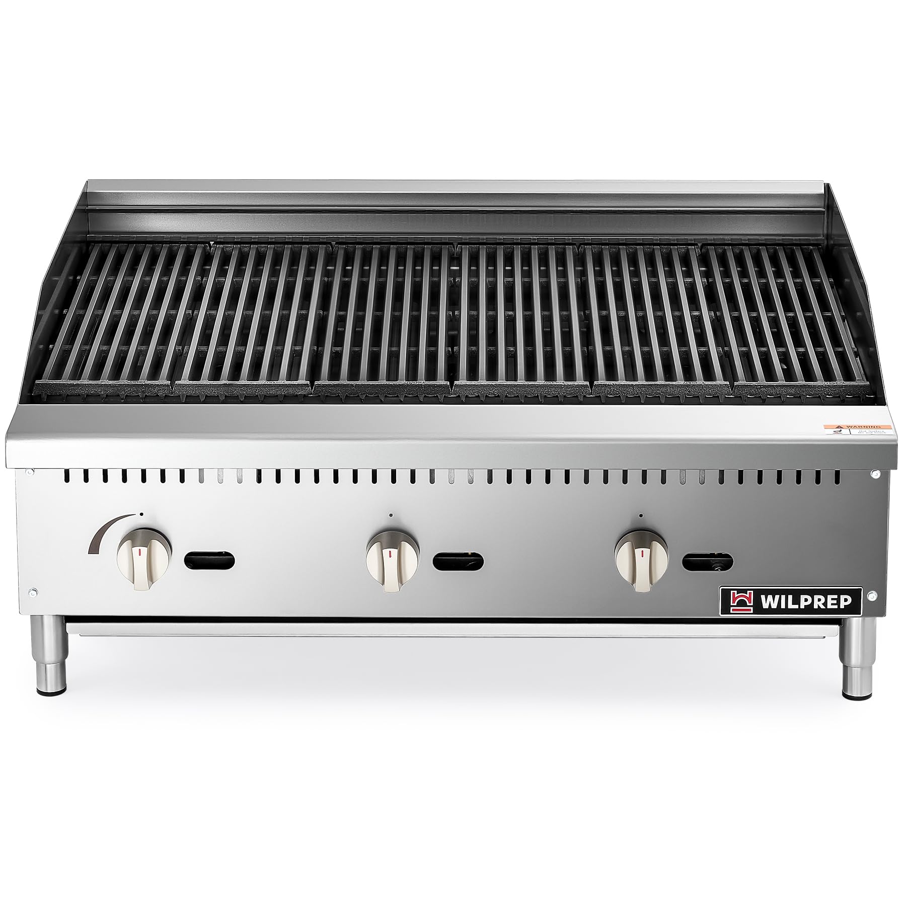 WILPREP Gas Countertop Radiant Charbroiler, 36 in Commercial Radiant Charbroiler with 3 35000 BTU U-Shaped Burners & 6 Cast Iron Grates, NG LPG Compatible Gas Charbroiler for Home Commercial Kitchen