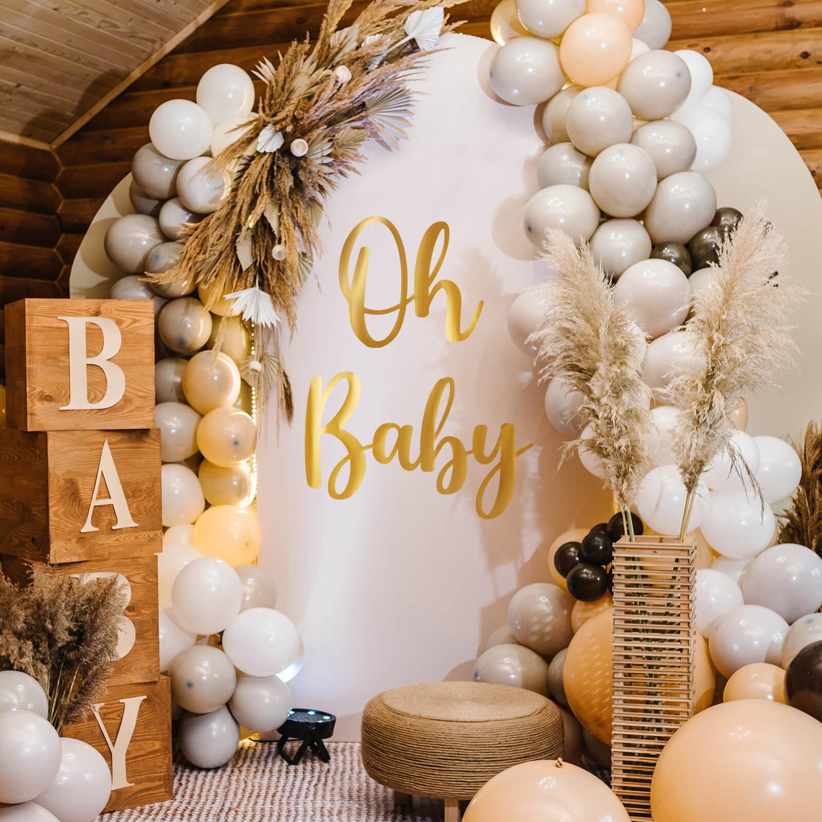 Oh Baby Decal Sign for Backdrop Gold Large Baby in Bloom Baby Shower Decorations Neutral Gender Reveal Decor with Transfer Paper