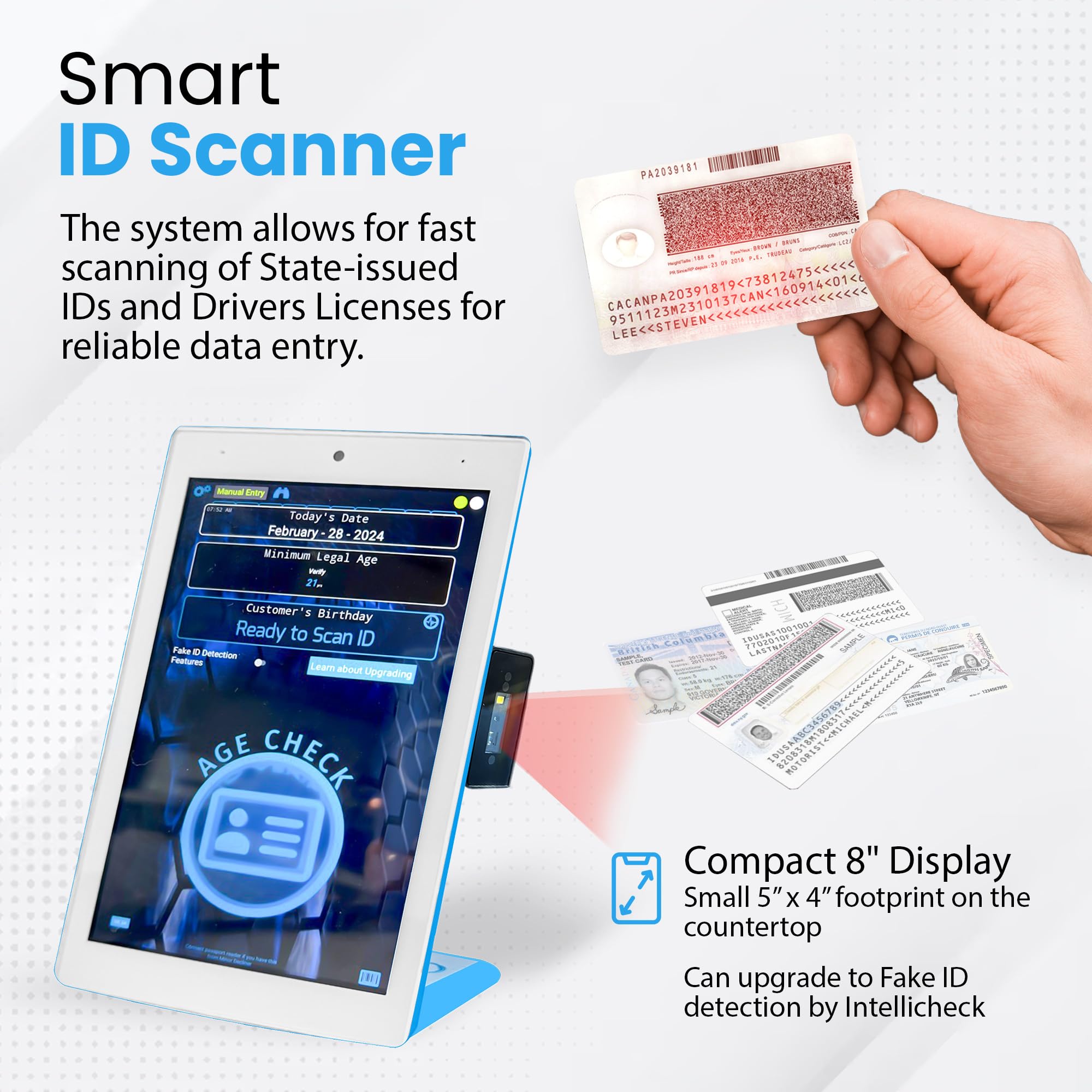 ID Scanner for Bars and Clubs - Easy to Use and Reliable ID Checker for Your Business That Detects Expired IDs & Underage Customers – Works in All 50 States - Includes Optional Fake ID Detection