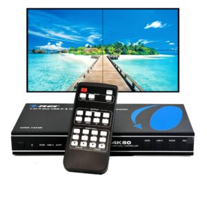 orei 4k 2x2 hdmi or usb-c video wall controller processor display upto 4k 60hz 2x1, 1x2, 1x3, 1x4 supports 180 degree rotate rs-232 audio extraction