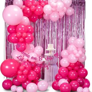 Come on, Let's Go Party Banner with Fringe Curtains, Pink Bachelorette Party Decorations, Pink Themed Bachelorette Backdrop Disco Party Decorations Pink Glitter (Metallic Pink)