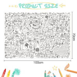 GWHOLE Giant Coloring Poster 40 x 28 Inch Table Cloth Wedding Themed Coloring Tablecloth Colorable Tablecloth for Wedding, Bridal Shower