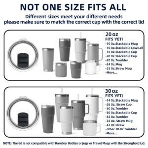 20 oz Tumbler Lid, Replacement Lids Compatible for YETI 20 oz Tumbler,10/24 oz Mug and 10 oz Lowball, Spill Proof Coffee Cup Covers with Magnetic Slider for Outdoor, BPA Free