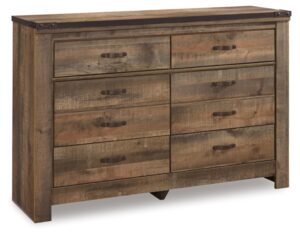 signature design by ashley trinell rustic 6 drawer dresser with safety stop for bedroom, dark brown