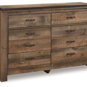 Signature Design by Ashley Trinell Rustic 6 Drawer Dresser with Safety Stop for Bedroom, Dark Brown