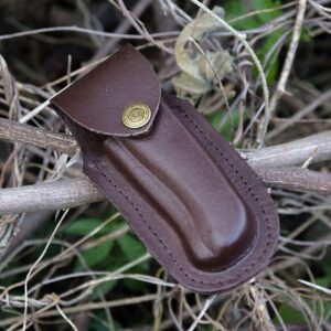 Custom Handmade Leather Genuine Vertical and Horizontal Sheath Folding Pocket Knife Buck 110