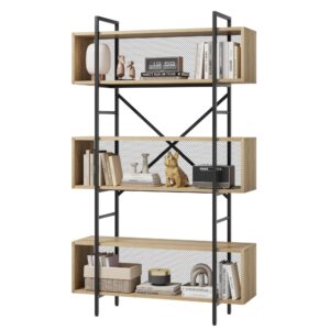 idealhouse 6 tier bookshelf with storage, 71.3 inch tall industrial book shelf with open display bookshelves, 6 shelf bookcase with metal frame for living room, bedroom and home office-burlywood