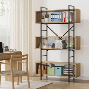 IDEALHOUSE 6 Tier Bookshelf with Storage, 71.3 Inch Tall Industrial Book Shelf with Open Display Bookshelves, 6 Shelf Bookcase with Metal Frame for Living Room, Bedroom and Home Office-Burlywood