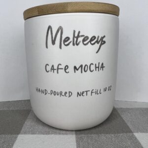 Melteeys Cafe Mocha 10 Oz Candle in Ceramic Jar - Luxury Hand-Poured Candle - Custom Wax Blend with Coconut, Beeswax, and Soy - Parafin Free - Made with love in small batches