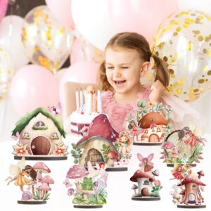 refavor Wooden Fairy Party Decorations - 9PCS Wood Fairy Table Sign Decor Fairy Party Baby Shower Centerpieces Decor Fairy First Birthday Decorations Supplies Enchanted Forest Party Table Topper