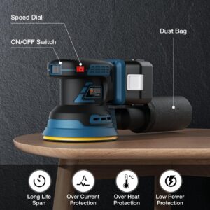 5" Orbital Sander for Makita 18V LXT Li-ion Battery, Palm Sander with Brushless Motor, Electric Hand Sander for Woodworking and Polishing(Battery Not Included)