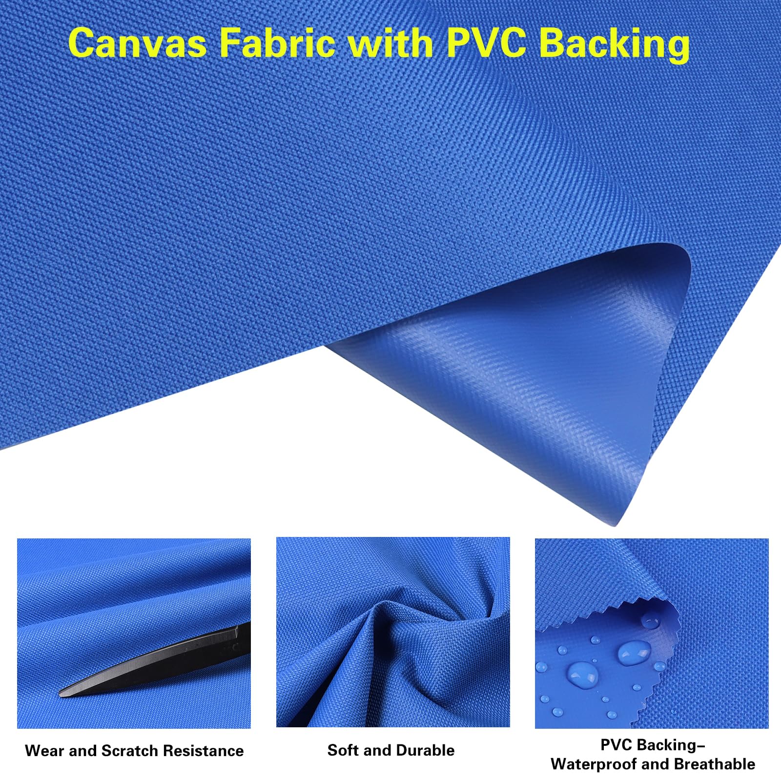 Canvas Waterproof Marine Fabric 600D 80" L×60" W Cordura Material with Water-Resistant PVC Backing Outdoor/Indoor Canvas Awning Fabric for Sunbrella Boat Outdoor Tent Cushion 60" Wide, Blue