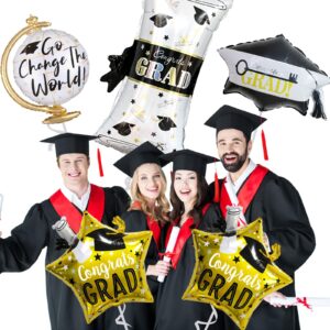 BACOKEY 6Pcs Congrats Balloons for Graduation Decorations Class of 2024 Graduation Party Decorations for College High School Graduation Party Graduation Decorations